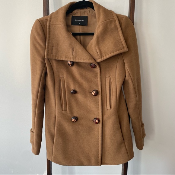 Aritizia Babaton Tan Wool Button Up Coat - Picture 1 of 6